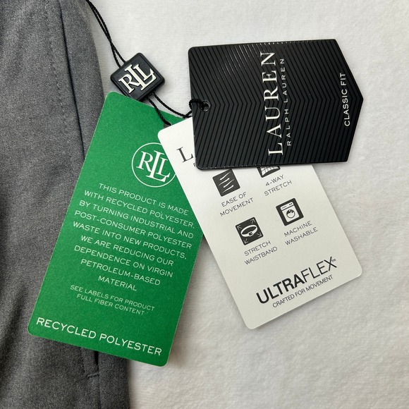 Lauren Ralph Lauren Gray Dress Pants Mens 32x32 Ultraflex Classic‎ Fit NEW - Picture 5 of 7